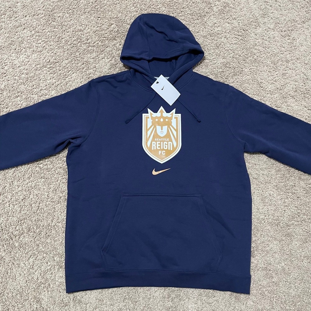 Seattle Reign Hoodie Men Large Blue Nike Club Fleece Pullover NWSL Soccer Futbol